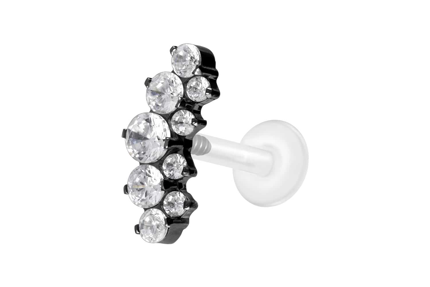 PTFE Labret Piercing mit Innengewinde + Titan-Aufsatz KRISTALLBOGEN